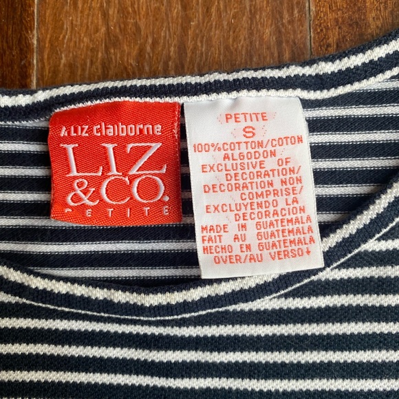 Vintage | Liz & Co. Cropped Striped Tee - Picture 4 of 6